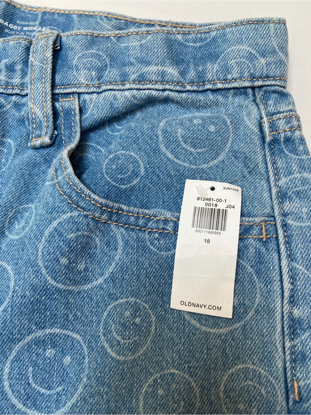 Old Navy Light Blue Denim Flare Jeans with Smiley Print